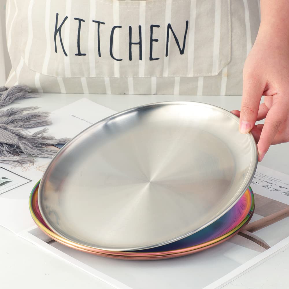 Amazon.co.jp: ステンレス 丸盆 丸トレー 30㎝ お盆 卓上トレイ 耐久性